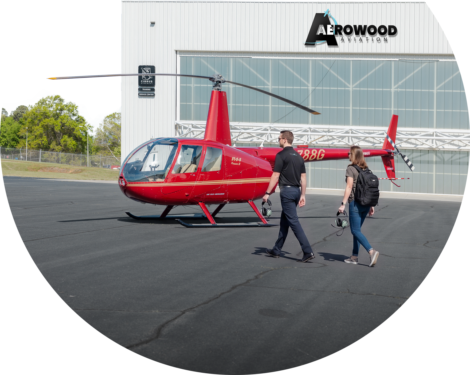 Flight instructor training a student pilot in a helicopter cockpit
