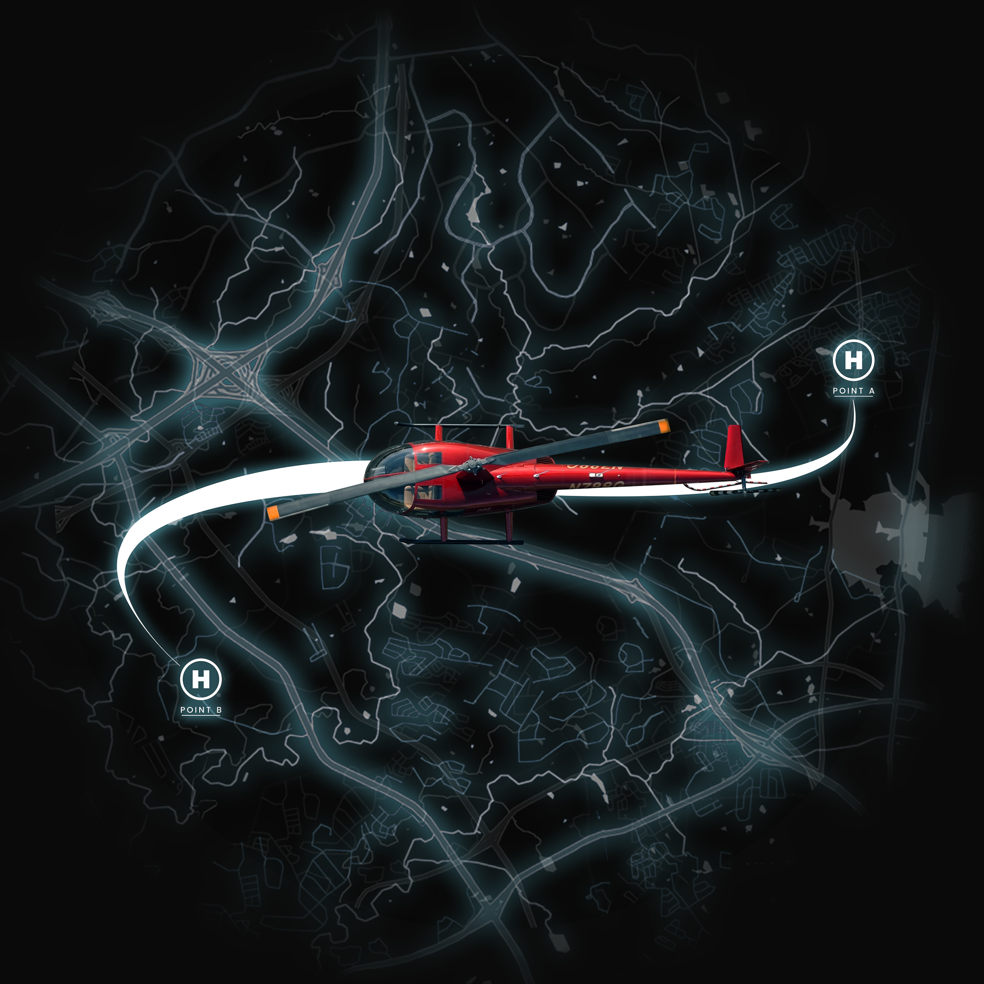 Point-to-point helicopter travel from Point A to Point B